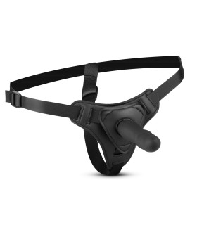 Страпон на ремнях Easytoys с рельефной насадкой, черный, 13 х 3.1 см - No Taboo
