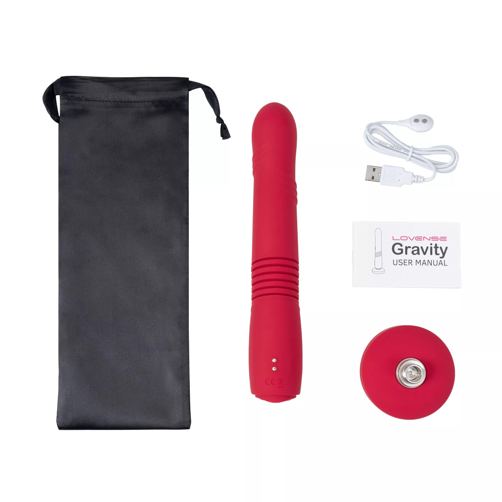 Вибратор смарт с фрикциями Lovense Gravity на присоске, красный, 25.9 х 3.7 см фото №6 — секс игрушки: Украина, NO TABOO