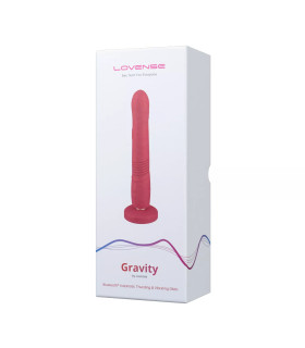 Вібратор смарт із фрикціями Lovense Gravity на присосці, червоний, 25.9 х 3.7 см - No Taboo