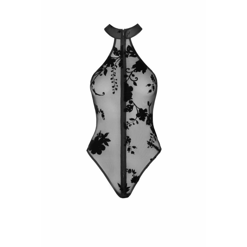 Сексуальное боди полупрозрачное, S, F314 Ego Noir Handmade, с молнией, с цветочным узором, черное , фото №4 — секс шоп Украина, NO TABOO