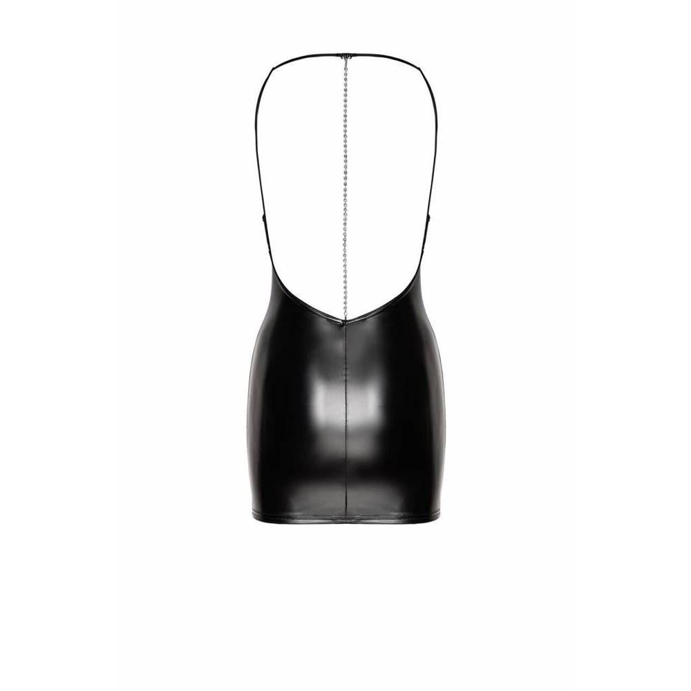 Сексуальное платье винил, M, F307 Noir Handmade Mirage, с дорожкой страз, черное, фото №5 — секс шоп Украина, NO TABOO