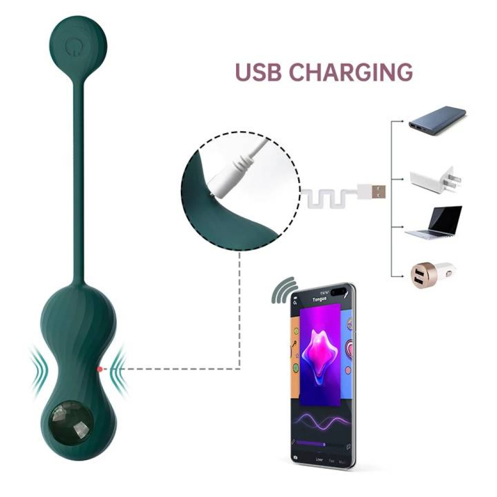 Вагинальные шарики с подключением к приложению Magic Motion Set Bolas Crystal Duo Smart Kegel зеленые фото №4 — секс игрушки: Украина, NO TABOO