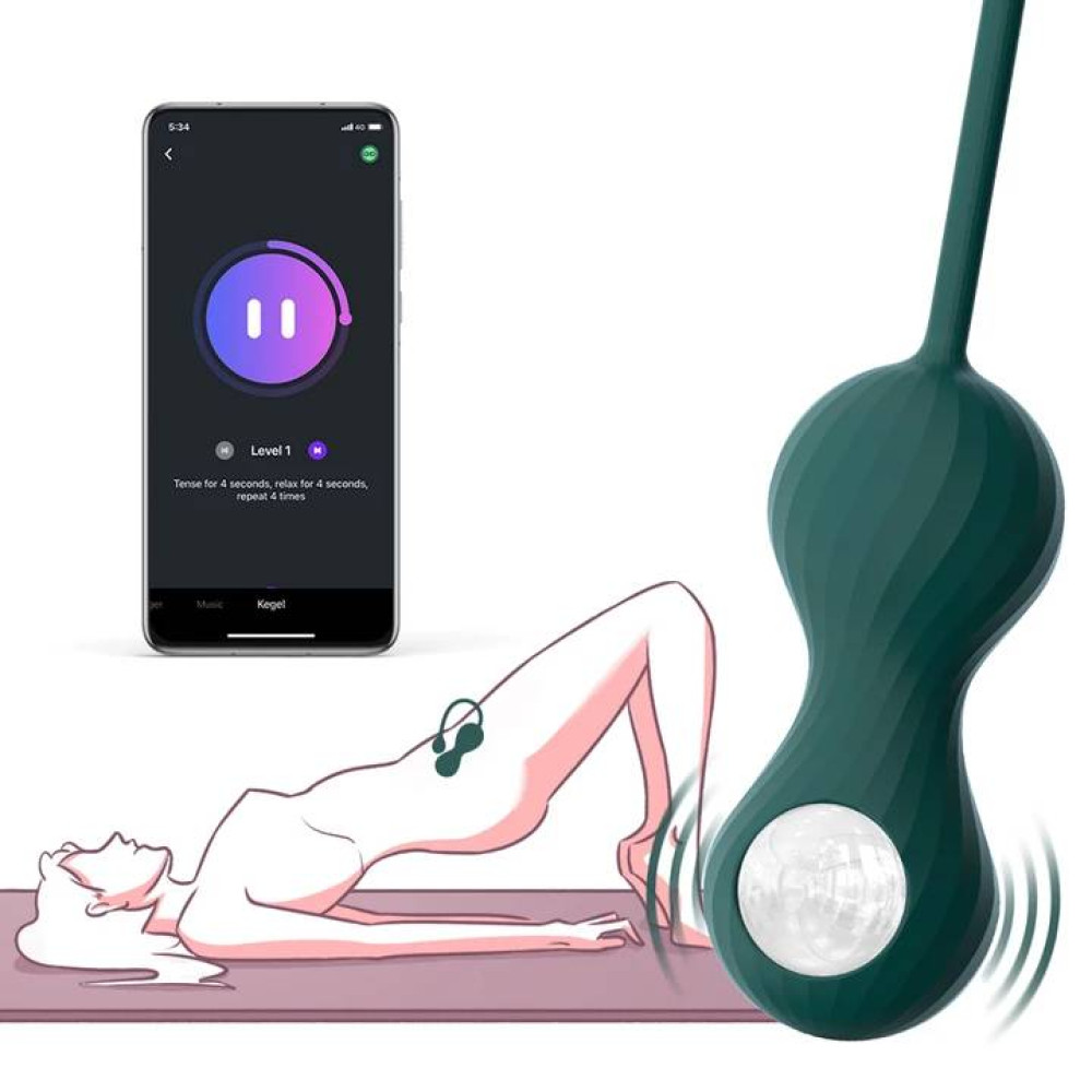 Вагинальные шарики с подключением к приложению Magic Motion Set Bolas Crystal Duo Smart Kegel зеленые фото №6 — секс игрушки: Украина, NO TABOO