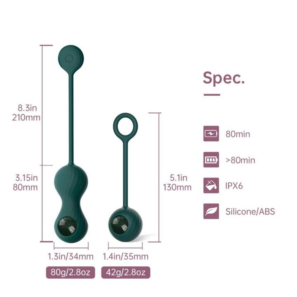 Вагинальные шарики с подключением к приложению Magic Motion Set Bolas Crystal Duo Smart Kegel зеленые фото №7 — секс игрушки: Украина, NO TABOO