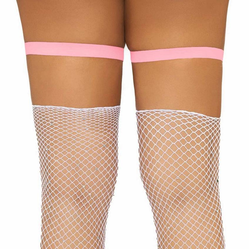Подвязки для чулок Street Chic Leg Avenue, с бантиком и подвеской, розовые, One Size, фото №2 — секс шоп Украина, NO TABOO