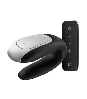 Вибратор для пар Satisfyer Double Fun с пультом, черный, 9.3 х 4.2 см - No Taboo