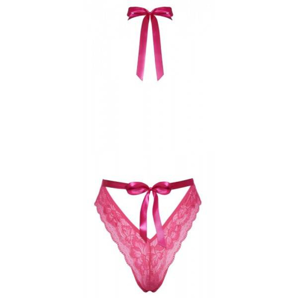 Сексуальное боди кружевное с глубоким декольте, L/XL, Kissable розовое, фото №3 — секс шоп Украина, NO TABOO