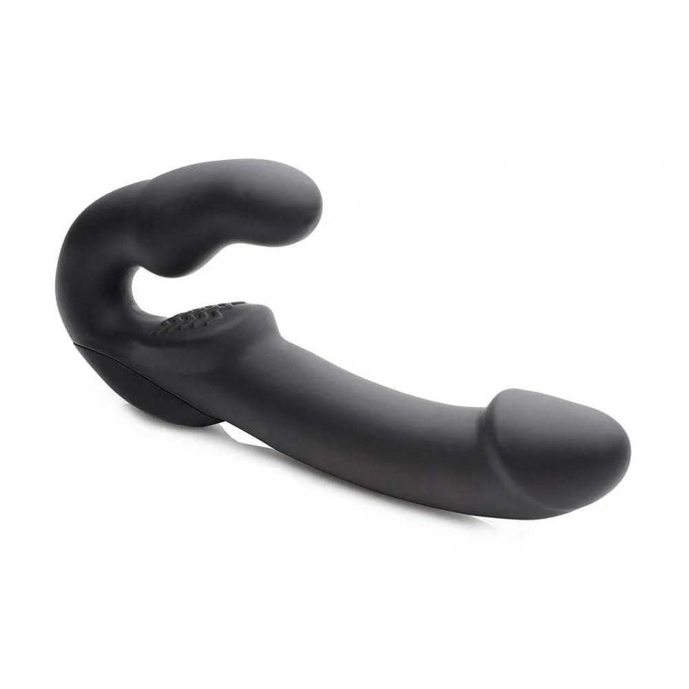 Безремневый страпон с вибрацией Evoke Vibrating Strapless Strap-On черный, 24.7 х 4 см фото №3 — секс игрушки: Украина, NO TABOO
