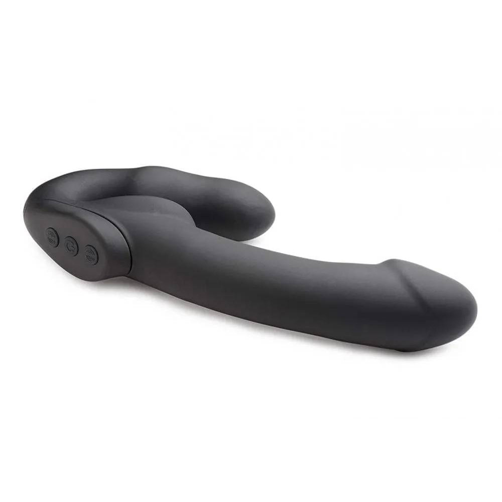 Безремневый страпон с вибрацией Evoke Vibrating Strapless Strap-On черный, 24.7 х 4 см фото №4 — секс игрушки: Украина, NO TABOO