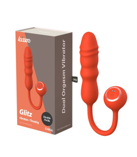 Вібратор із фрикціями рельєфний нереалістичний Glitz Chisa Kissen оранжевий, 26.8 х 4.5 см - No Taboo
