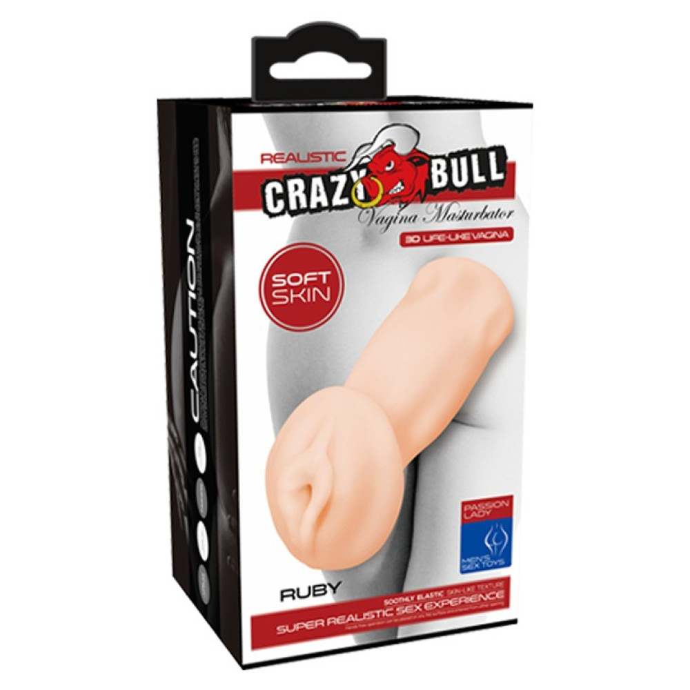 Мастурбатор вагина реалистичный Crazy Bull бежевый, 14 х 4.6 см фото №2 — секс игрушки: Украина, NO TABOO