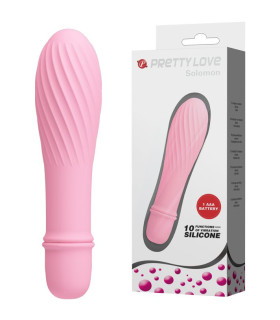 Мини-вибратор Pretty Love Solomon рельефный, нежно-розовый, 12 х 2.9 см - No Taboo