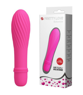 Мини-вибратор Pretty Love Solomon рельефный, розовый, 12 х 2.9 см - No Taboo