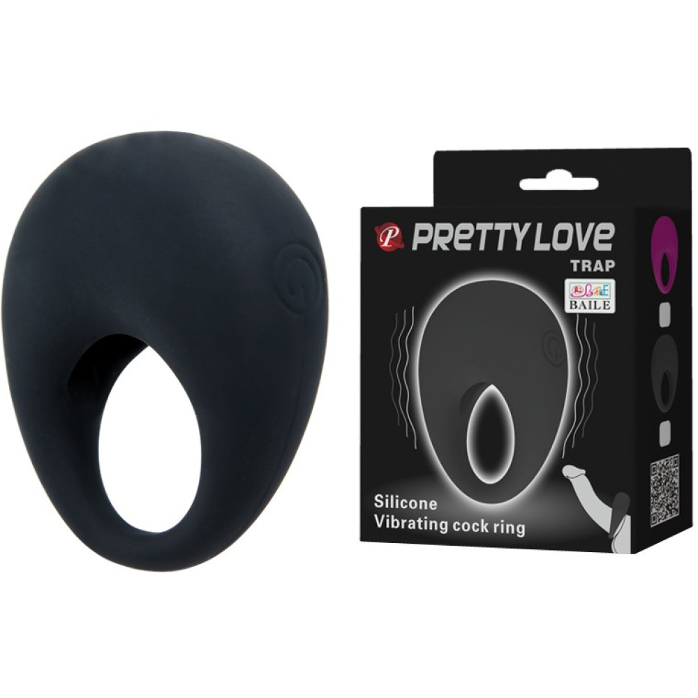 Эрекционное виброкольцо Pretty Love Trap силиконовое, черное, 5.5 х 5.2 см фото №0 — секс игрушки: Украина, NO TABOO