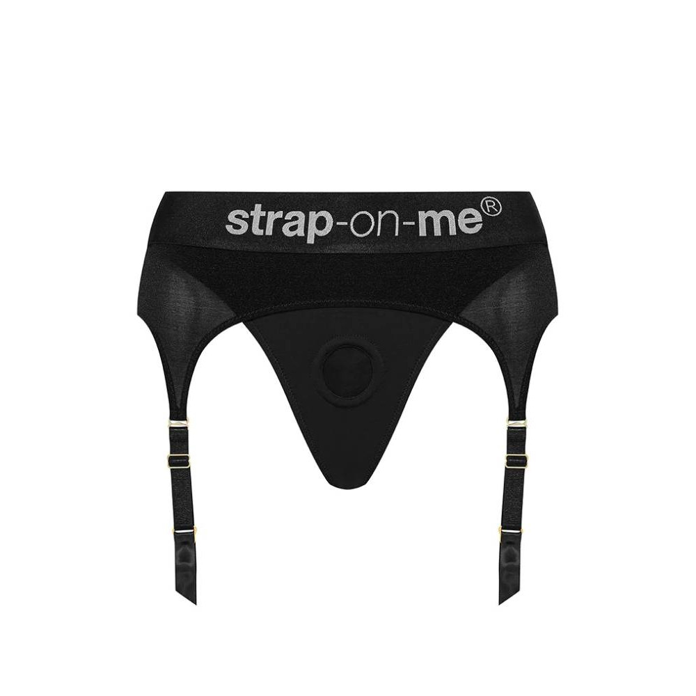 Трусы для страпона, M, с подвязками для чулок Strap-On-Me черные фото №10 — секс игрушки: Украина, NO TABOO