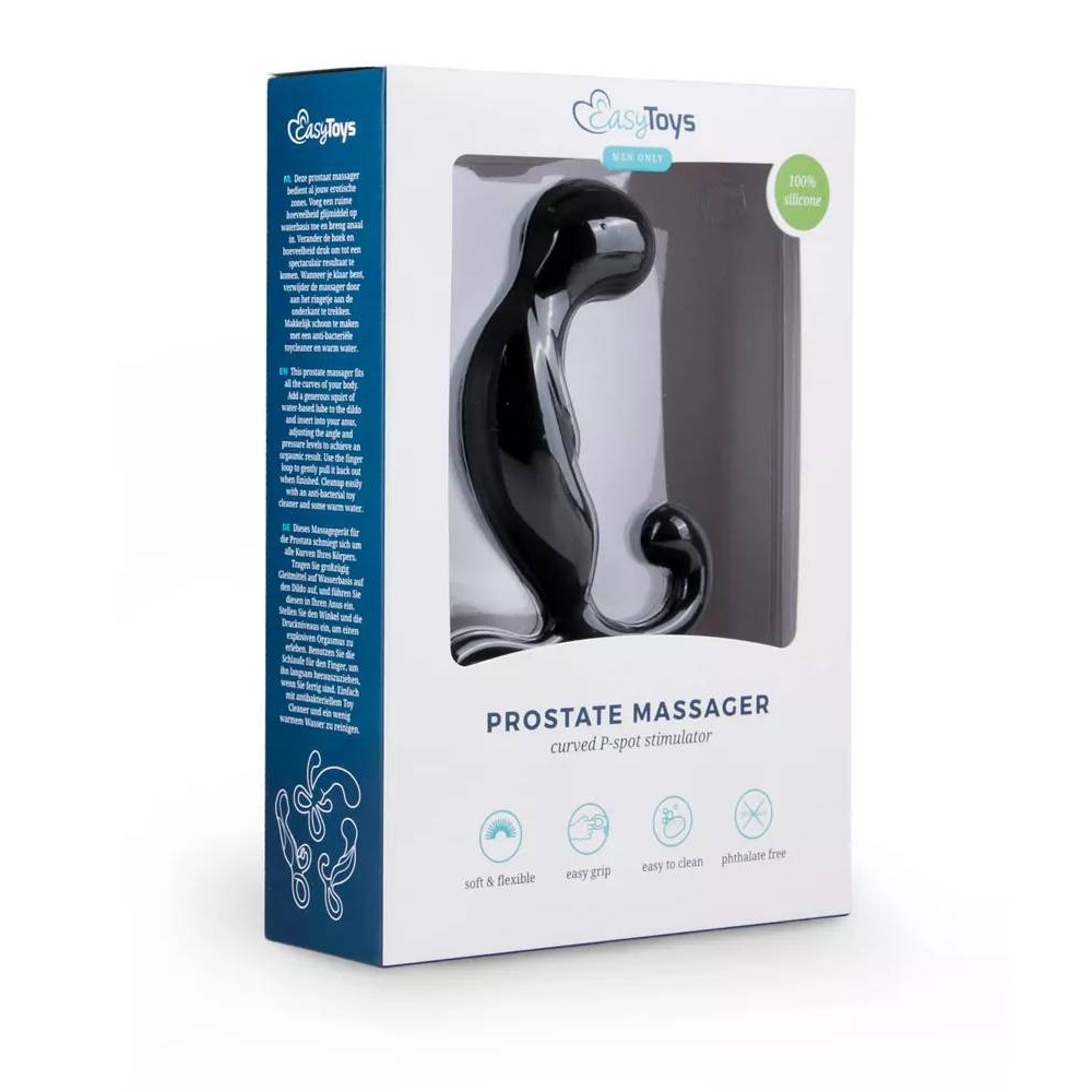 Массажер простаты рельефный Easytoys черный, 14 х 2.8 см фото №2 — секс игрушки: Украина, NO TABOO
