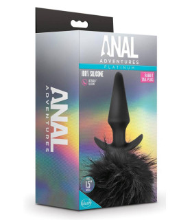 Анальная пробка хвостик зайчика Anal Adventures черная, 17.1 х 3.8 см - No Taboo