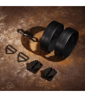 Наручники с фиксаторами и карабинами Lockink кожа, черные - No Taboo