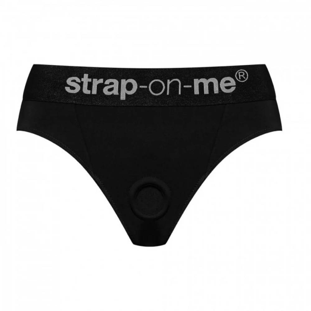 Трусики для страпона, L, Strap-On-Me кольцевое крепление, с отрытыми ягодицами, черные фото №3 — секс игрушки: Украина, NO TABOO