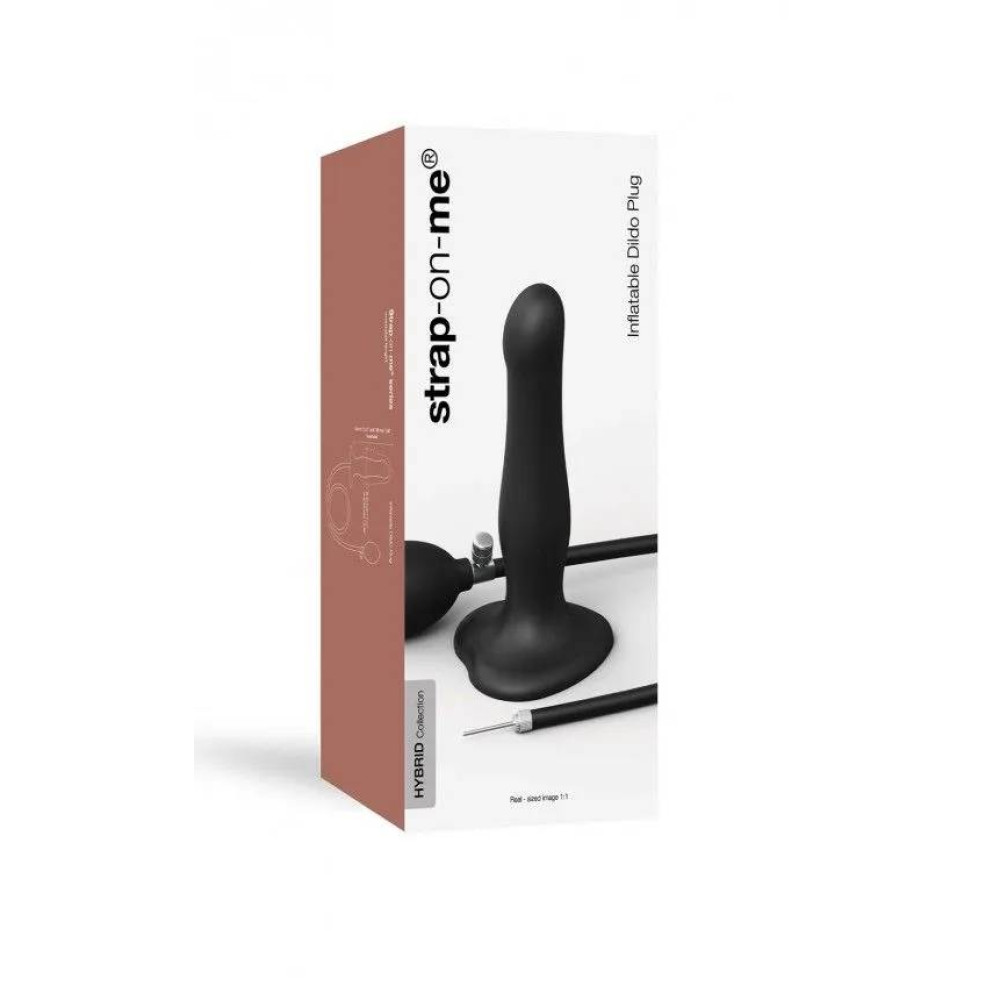 Насадка для страпона с накачкой нереалистичная Strap-On-Me черная, 19 х 6 см фото №0 — секс игрушки: Украина, NO TABOO