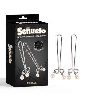 Зажимы для сосков с жемчужинами Chisa Senuelo серебристые, 8.7 см - No Taboo