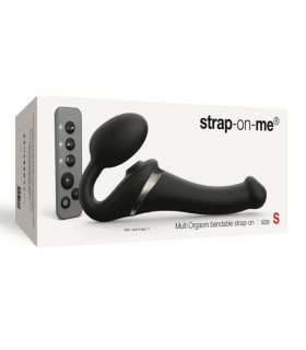 Безремневой страпон, S, с вибрацией и вакуумной стимуляцией Strap-On-Me с дистанционным пультом, черный, 14.7 х 3.4 см - No Taboo