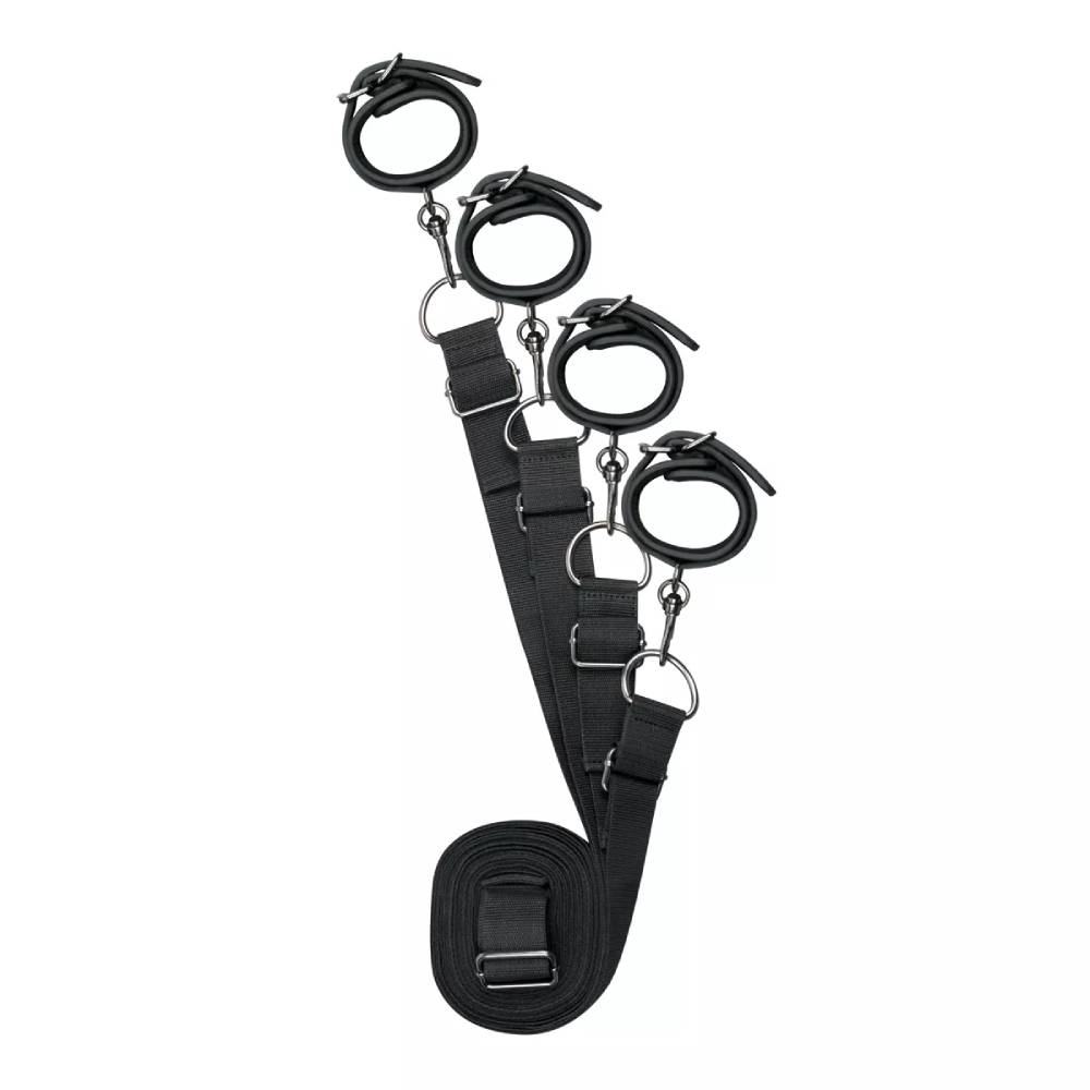 Фиксаторы на кровать Easytoys с наручниками и поножами, черные, фото №0 — секс шоп Украина, NO TABOO