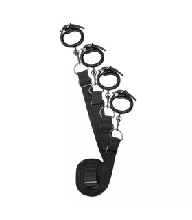 Фиксаторы на кровать Easytoys с наручниками и поножами, черные - No Taboo