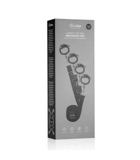 Фиксаторы на кровать Easytoys с наручниками и поножами, черные - No Taboo