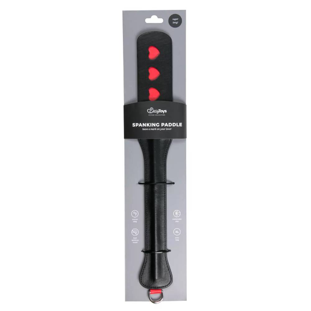 Паддл длинный с сердцами Easytoys черный, 47 см, фото №2 — секс шоп Украина, NO TABOO