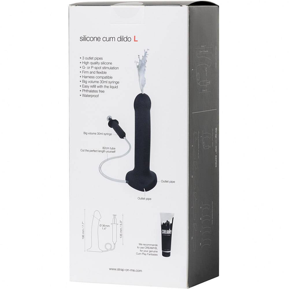 Фалоиммитатор с семяизвержением Strap-On-Me, черный, размер L, 19.6 х 3.6 см фото №13 — секс игрушки: Украина, NO TABOO