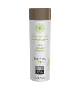 Масажна олійка їстівна HOT Body Oil Luxury зі смаком кокоса та ананаса, 75 мл - No Taboo