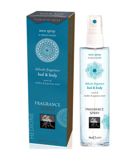 Спрей для ліжка і тіла з феромонами HOT Bed & Body Spray Men з ароматом бурштину, та японської м'яти, 100 мл - No Taboo