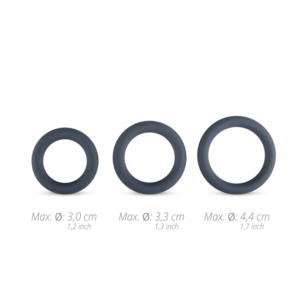 Набор эрекционных колец Boners 3-Piece Cock Ring Set - Grey, серые фото №4 — секс игрушки: Украина, NO TABOO