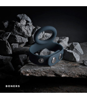 Двойное эрекционное кольцо Boners Cock Ball Strap - S/M, серое - No Taboo