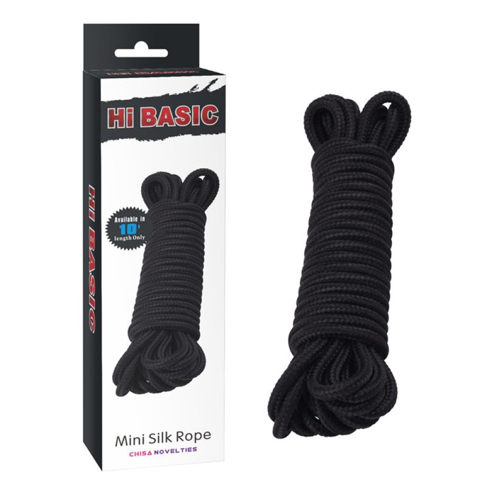 Веревка для шибари Chisa Mini Silk Rope, черная, 10 м, фото №0 — секс шоп Украина, NO TABOO