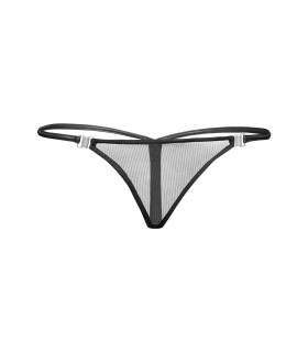 Стринги прозрачные с застежками Noir Handmade S, черные - No Taboo