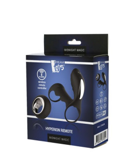 Двойное эрекционное виброкольцо Dream Toys Midnight Magic с пультом, черное, 10 х 3.2 см - No Taboo