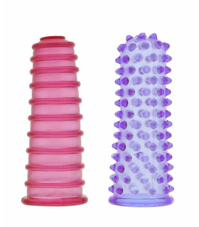 Набор насадок на палец Dreamtoys Lust Fingers, рельефные, розовая и фиолетовая, 2 шт - No Taboo