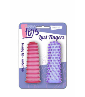 Набор насадок на палец Dreamtoys Lust Fingers, рельефные, розовая и фиолетовая, 2 шт - No Taboo