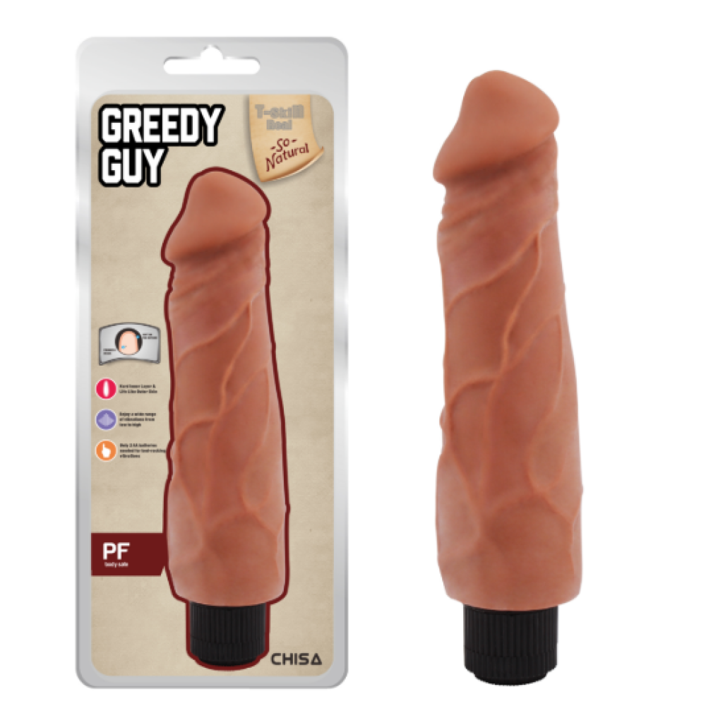Реалистичный вибратор Greedy Guy из киберкожи, бежевый, 24 см х 5.5 см фото №0 — секс игрушки: Украина, NO TABOO