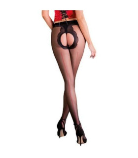 Эротические колготки черные с интимным вырезом и красной стрелкой 20 den S/M - No Taboo