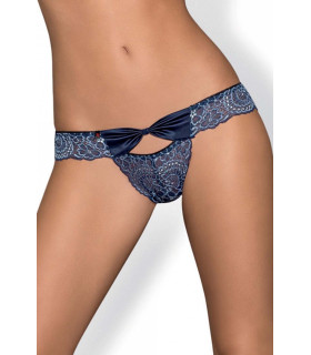 Сексуальные трусики с цветочным кружевом синие, размер L/XL - No Taboo