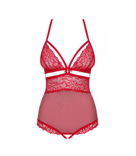 Еротичне боді з прикрасою в області декольте teddy opencrotch red XXL - No Taboo