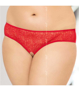 Сексуальные трусики открытые кружевные, красные XXL - No Taboo