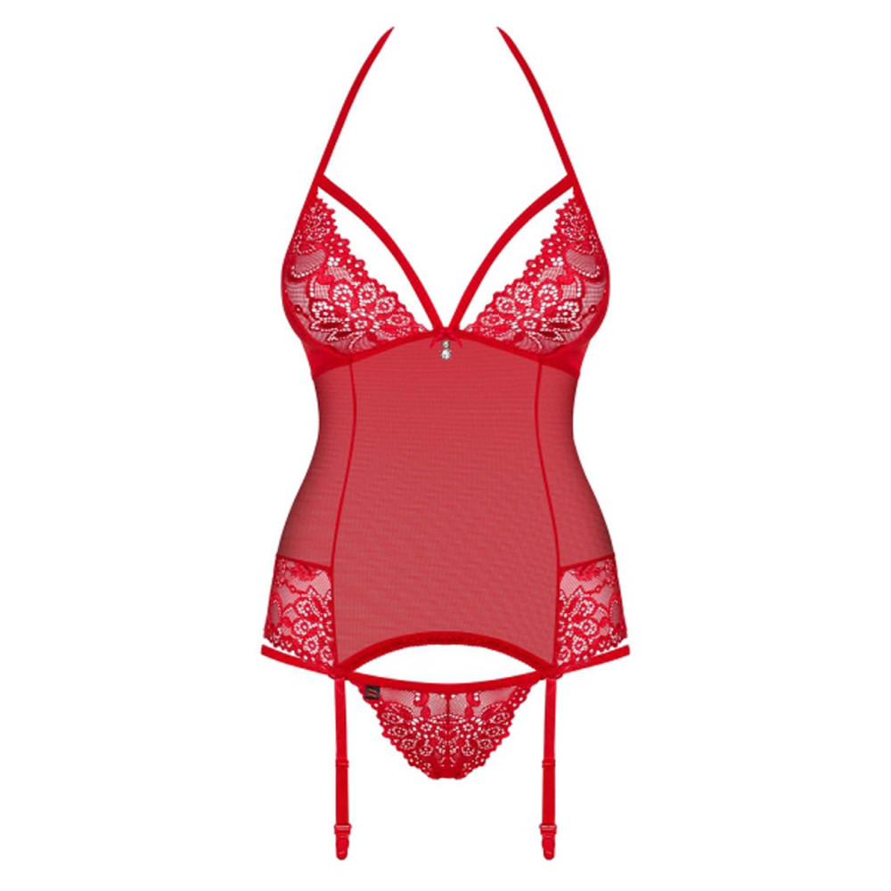 Эротический корсет и трусики из кружева с пажами для чулок corset & thong S/M, фото №3 — секс шоп Украина, NO TABOO