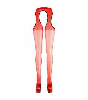 Эротические колготы красные с интимным вырезом L/XL - No Taboo