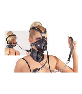 Leather Head Mask - Маска с кляпом и ошейником - No Taboo