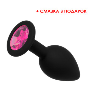 Анальная пробка с камнем (смазка в подарок), размер S - No Taboo