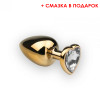 Анальная пробка, М, с камнем в форме сердца (смазка в подарок) Gold Heart Diamond фото №1 — секс игрушки: Украина, NO TABOO